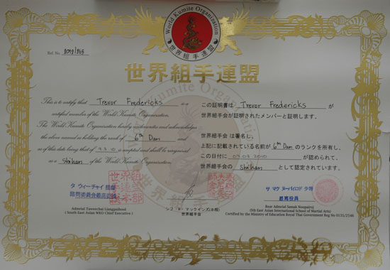 certificate - WKO - trevor